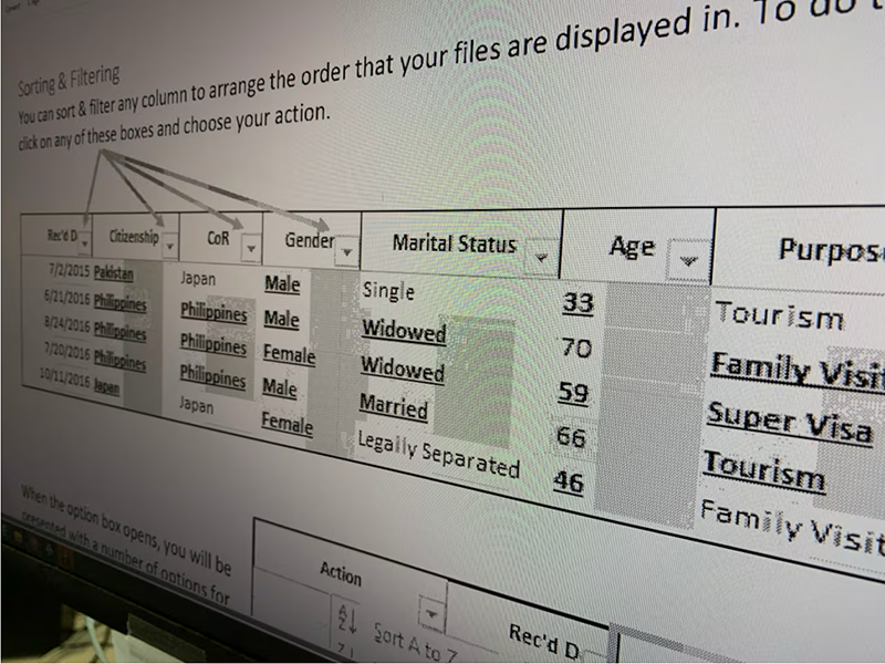 Image of IRCC's Chinook System - displaying multiple applications simultaneously - from CBC