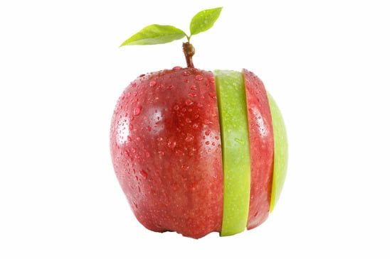 Different colors sliced apple - image licensed from Photodune
