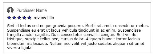 Placeholder example of an online review with a 1-5 star rating