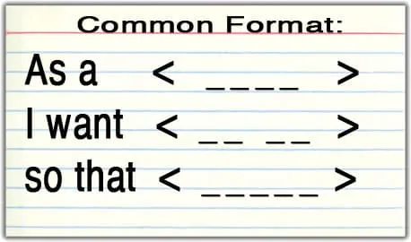 user story index card - common format