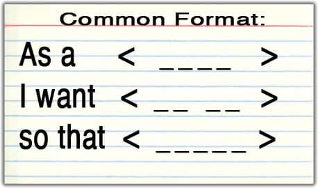 user story index card - common format