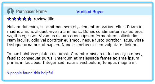 A placeholder example of an online review from a verified buyer of a product